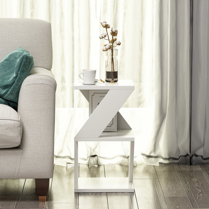 Hanah Home Mesa Auxiliar Albeni White 30x50x30 cm Blanco Tablero de Partículas Recubierto de Melamina
